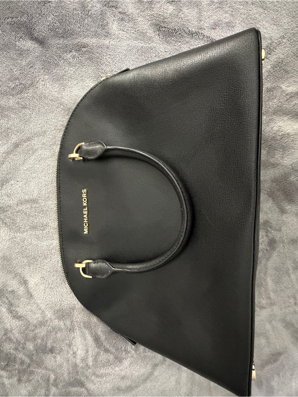 Michael Kors Black Leather Satchel with Gold Hardware - Picture 2 of 5
